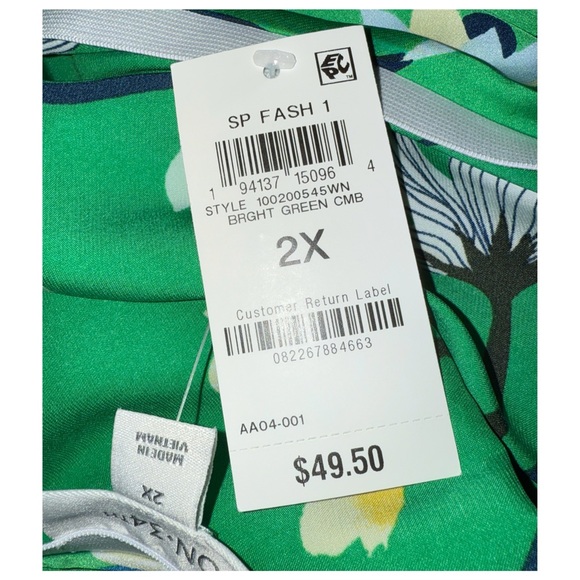 ON 34TH Plus - Lightweight Vibrant Green Floral Skirt - Size 2X - Picture 4 of 8